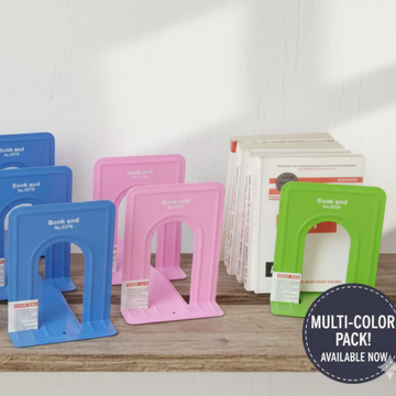 1 Pair Heavy Metal Bookends – Multi-Color Book Organizer for Library, Home & Office