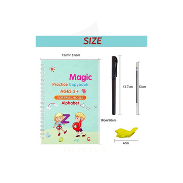 Kids Magic Practice Book Set of 4-Kids learning for Home and school with 4 refills pens